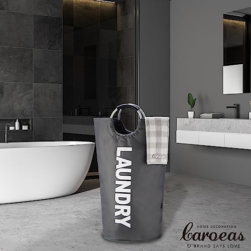 Caroeas 90L Laundry Basket (13 Colors), Waterproof Laundry Hamper, Laundry Bag with Padded Handles, Clothes Hamper, Collapsible Laundry Basket Easy Storage - color: Dark Grey, size: 90L
