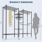 GarveeHome Heavy Duty Metal Clothes Rack – Adjustable Shelves, Freestanding Portable Wardrobe Organizer, Commercial Closet System for Garment Storage, Max Load 1210 LBS, Black – 86.2 x 17.3 x 76.4