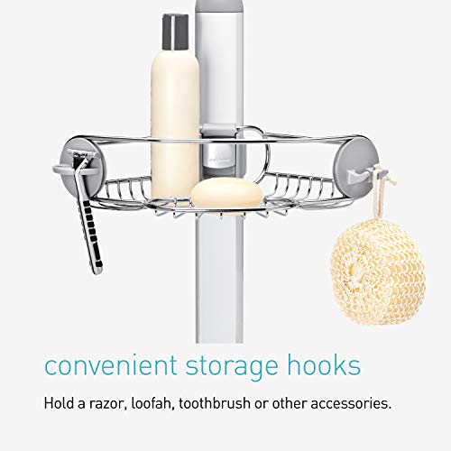 simplehuman 9' Tension Pole Shower Caddy, Stainless Steel and Anodized Aluminum - size: 9 ft