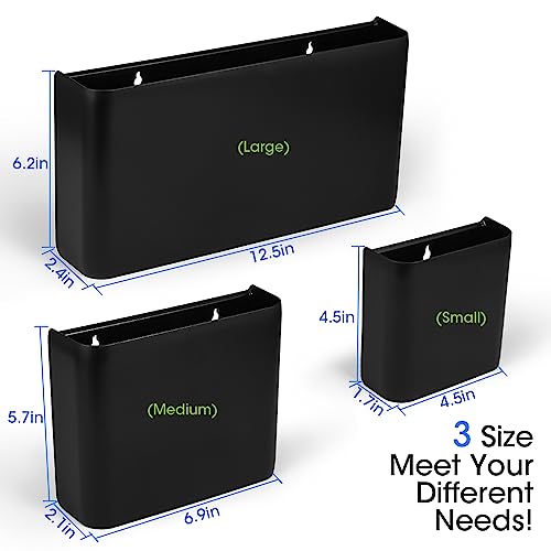 Picowe 3 PCS Magnetic Laundry Storage, Magnetic Storage Box for Laundry Room, Kitchen, Bathroom, Office, Space-Saving Trash Container Hanging on Dryer, Washer or Wall Mount Trash Bin (Black) - size: L+ M + S - Black