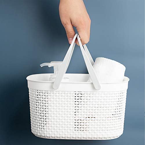 rejomiik Portable Shower Caddy Basket, Plastic Organizer Storage Tote with Handles for Bathroom, College Dorm, Kitchen, White - color: White, size: 1 pack