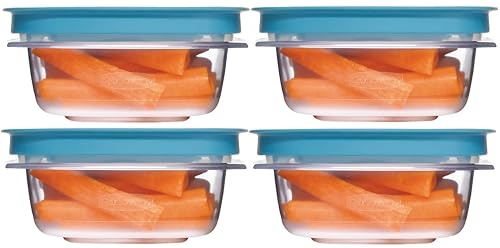 Rubber maid 1.25 Cup Flex & Seal Leak Proof Lids Food Storage Container Set, Teal, Clear Meal Prep Flex Containers, 4 Piece Bundle Set - size: 1.25 Cup