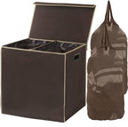 Simple Houseware Double Laundry Hamper with Lid and Removable Laundry Bags, Brown - color: Brown