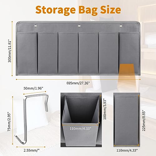 RVZONE RV Shoe Pockets 6 Large Pockets Heavy Hanging Bedside Storage Organizer with Sturdy Hooks for Shoes, Toys and Tools - color: Grey, size: Cloth, 1pcs