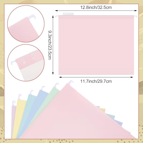 Dispowreath 24 Hanging File Folder with Acrylic Organizer for Letter/a4 Size Desktop Clear File Storage Box with Handles for Home Work Office Use(Macaroon,Classic) - color: Macaroon, style: Classic