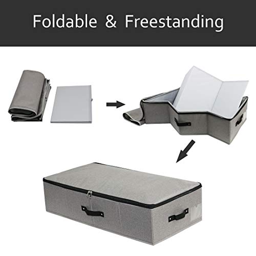 AMJ 29.5"*15"*7", Blanket, Duvets, Winter Clothes Storage Box for Under Bed, Top Wardrobe Organizer, Dark Gray - color: Dark Gray, size: 29.5 x 15 x 7“