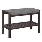 SONGMICS Shoe Rack Bench with Cushion Upholstered Padded Seat, Storage Shelf, Shoe Organizer, Holds Up to 350 lb, Ideal for Entryway Bedroom Living Room Hallway Garage Mud Room Gray and Brown ULBS65C - color: Gray + Brown