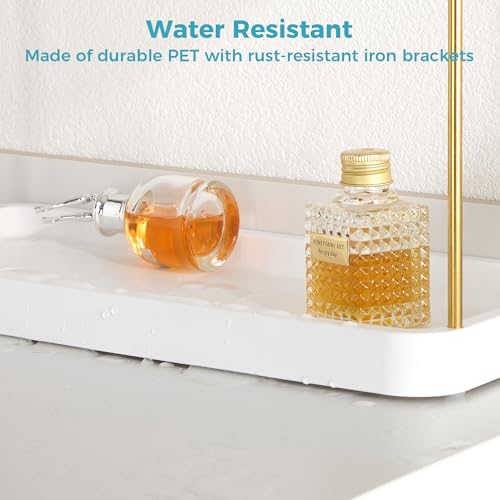 Vtopmart 2-Tier Bathroom Countertop Organizer, Vanity Dresser Counter Tray Shelf for Skincare, Perfume, Makeup, Gold - color: Gold, size: Square
