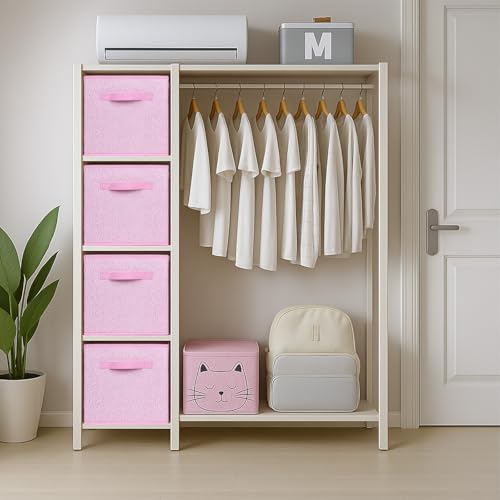 ShellKingdom Storage Bins, Foldable Fabric Storage Cubes with 3D Embossed Rose Pattern, Cloth Organizer Drawer For Closet And Toys, 10.5 X 10.5 X 11 inch, 2 Pack (Pink) - color: Pink