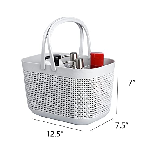 UUJOLY Portable Shower Caddy Basket Tote, Plastic Storage Basket with Handles Organizer Bins for Kitchen Bathroom College Dorm, Grey 2 Pack - color: Grey, size: 2 Pack