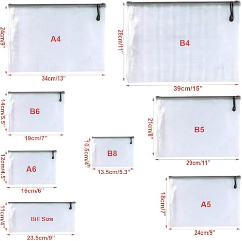 Plastic Mesh Zipper Pouch Document Folders Bag Zip File Bags for Office Supplies Storage-15 Pcs (Black, 3"x 5") - color: Black, size: 3"x 5"