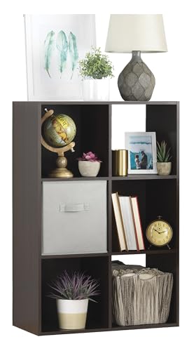 Whitmor 6 Cube Bookcase, 3 Tier Stackable MDF Bookself, Open Storage Display Organizer, Storage Cabinet for Living Room, Bedroom, Home, Office, 23.7" L x 11.7" W x 35.2" H, Espresso - color: Espresso, size: 6 Cube, 24"L x 11.6"W x 33.8"H
