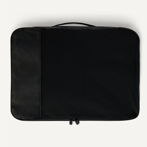 Amazon Essentials 4-Piece Packing Cubes Travel Accessories Set, Luggage Organizer with Double Zipper, Mesh Top, Space-Saving Design, Webbing Handle, 2 Medium/2 Large, Black (Previously Amazon Basics) - color: Black, size: 2 x Large, 2 x Medium