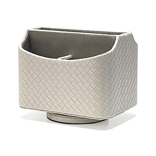 UnionBasic Rotating Desk Organizer, 360 Desk Spinning Caddy, Desktop TV Guide/Mail/Media/Remote Controller Holder Organizer, Woven Beige - color: Woven Beige