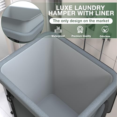 40 Gal(150L) High Grade Large Laundry Basket with Wheels, Rolling Laundry Hamper, Laundry Cart with Metal Frame and Removable Bag Design, Suitable for Laundry Room, Bedroom - color: Grey, size: 1 Section 150L