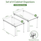 Delamu Clear Kitchen Cabinet Organizer, Set of 4 Acrylic Shelf Organizer for Cupboard Organizers and Storage, Stackable Cabinet Shelf for Plate, Dish, Bowl, Cup & Mug, 11.7" W x 7.7" D x 6.3" H - size: Set of 4