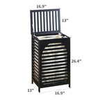 Laundry Hamper with Lid,Bamboo Large Waterproof Clothes Laundry Basket,Removable Washing Bags with Handles,clothes basket (Black) - color: Black