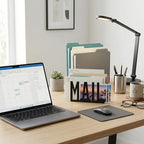 MyGift Mail Holder Organizer Countertop Modern Metal Black with Cutout MAIL Lettering Design, Office Desktop Envelope and Document Storage Rack - color: Black