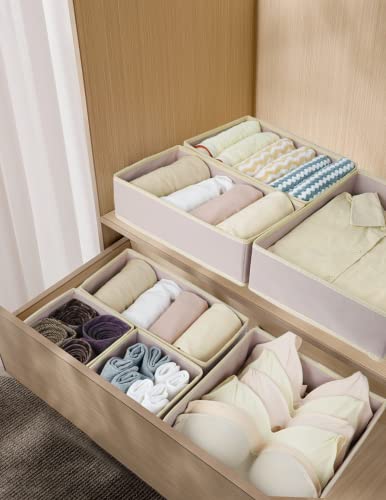 Fordonral 12 Pack Drawer Organizer Clothes, Foldable Fabric Dresser Organizer Closet Organizers and Storage Box for Underwear,Folded Clothes,Baby Clothing,Socks,Bra,Towels,Ties(12 Pack,Pink) - color: Pink, size: 12 Pack