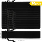 20 PCS Black Velvet Pen Pouch with Drawstring, Pencil Pouch forPencil Box Gift Box, Single Pen Case, Double-sided thickened fleece drawstring bag