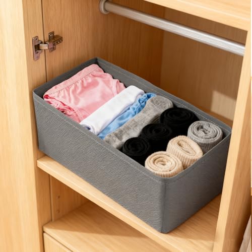 1 Pcs Drawer Organizer Storage Box for Underwear Socks Closet Divider for Wardrobe Dresser Vanity Space Saving Use(Grey) - color: Grey-1, size: Medium