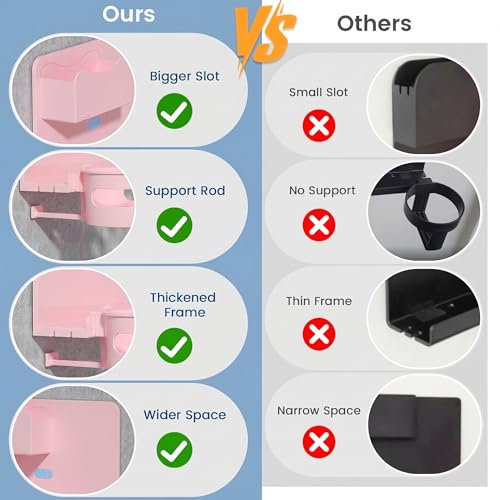 Floating Shelves for Bedside Shelf Accessories Organizer, Wall Mount Self Stick On, Cute Room Decor Aesthetic, Girls Room Decor, Cool Stuff for Bedroom Storage and Organization (Pink) - color: Pink
