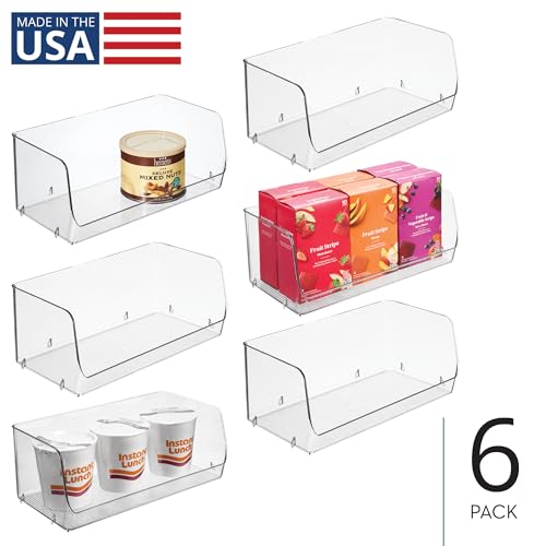 iDesign Stackable Open-Front Storage Bins for Kitchen and Pantry Organization - Set of 6 - Clear - style: Pack of 6