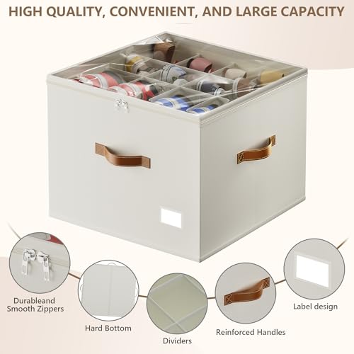 Vincona Shoe Organizer for Closet,2 Pack Shoe Storage Bins Foldable Shoe Storage Box Containers with Clear Cover and Sturdy Handles,Shoe Rack for Closet Storage for Sneakers Heels Slippers (Beige) - color: Beige, size: Large