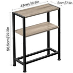 Narrow Side Table for Small Space, 2-Tier Small End Table with Shelf Holder, Slim Nightstand, Skinny Snack Couch Table in Living Room, Bedroom, Study, Kitchen and Balcony (Camel Brown) - color: Camel Brown