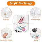 3 Pack Clear Acrylic Sneaker Shoe Display Case,Shoe Storage Boxes Stackable,Acrylic Boxes for Shoes Display with Lid,Boot Storage Organizer for Tall Boot,Purse Handbag Organizer for Closet - style: 14.2"L x 10.6"W x 8.7"H - 3 Pack