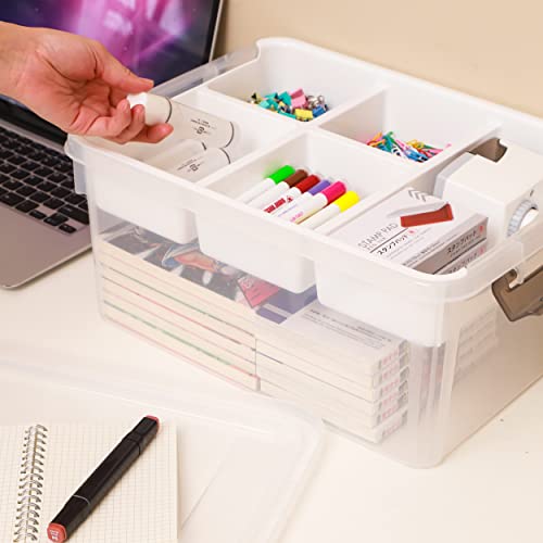 Citylife 17 QT Plastic Storage Box with Removable Tray Craft Organizers and Storage Clear Storage Container for Organizing Bead, Tool, Sewing, Playdoh - size: 17 Qt- 1 Pack