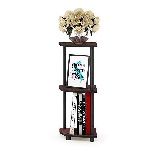 Furinno TURN-N-TUBE Corner Shelf, 3-Tier Corner Bookshelf, Display Storage Shelves with Open Shelves, for Organization and Storage, Living Room, Home Office, Garage, Dark Cherry - color: Dark Cherry/Black, size: 3-Tier Round Tube