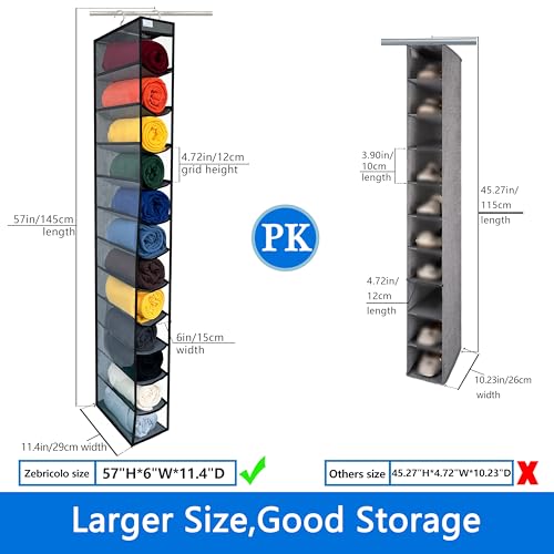 Closet Organization,12 Section,Hanging Closet Organizer,Space Saving, College Dorm Essentials for Girls, Heavy dutys Hooks Up to 45 Pounds, Clothes Storage,Closet Organizer,Grey/Black - color: NEW Heavy duty rack-Grey/Black-12 pockets