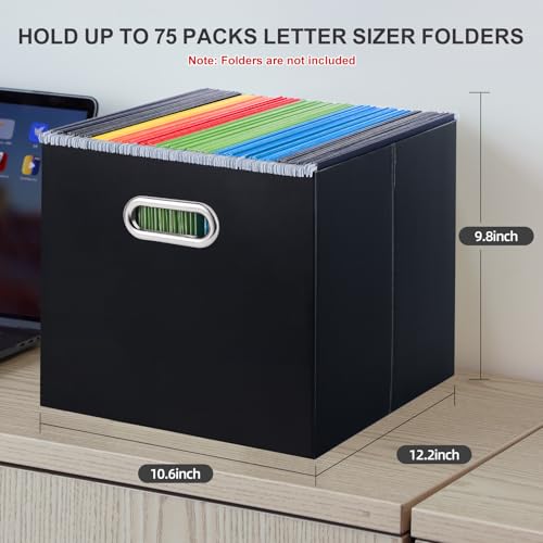 Oterri Cardboard File Organizer Box for Hanging File Folders Letter Size,Large File Box for Computer Desk,File Cabinet,Working Home,Office,Classroom (Black, Letter Size - 2 Packs-Large) - color: Black, size: Letter Size - 2 Packs-Large