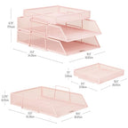 Mind Reader 2 Tier Paper Tray with Top Supply Compartment, Desktop File Organizer, Metal Mesh, Pink - color: Pink