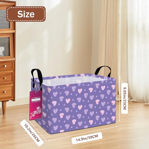 Rectangular Storage Basket Fabric Organizer Bin for Toys,Books,Clothes,Gifts,Pets-Perfect for Home,Office,Nursery,Dorm,Shelf(Rec-Purple hearts) - color: Rec-Purple hearts