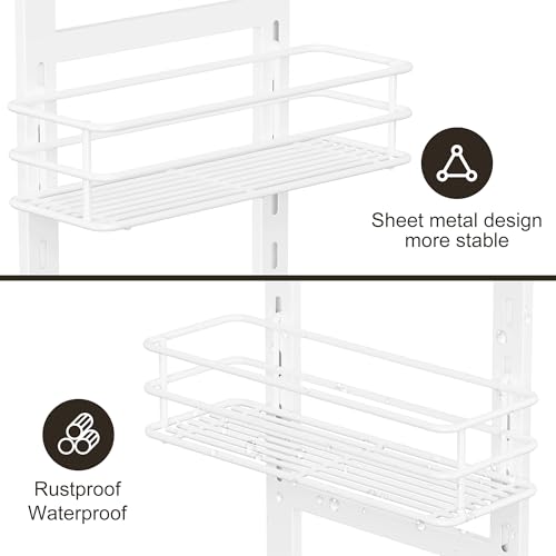 Orimade Adjustable Anti-slip Shower Caddy over Shower Head, Rustproof Bathroom Hanging Shower Organizer with 2 Hooks for Razor, No Drilling Shelves Storage Rack 2 Tier, White - color: White - 2 Tier