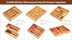 Umilife Bamboo Kitchen Drawer Organizer, 8 Inch Silverware Utensils Tray Holder for Small Drawer, Wood Caddy for Flatware Cutlery Knives - size: 8 x 15.5 inch (5 Slots)