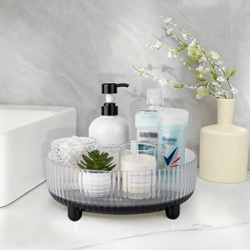 Anyoifax 360 Rotating Makeup Organizer Perfume Tray Skincare Holder Spinning Cosmetic Storage Bathroom Countertop Organizer Lazy Susan Turntable for Dresser, Vanity, Kitchen, Large Black - color: Black, size: 11"