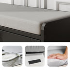 MHOM Black Modern Entryway Bench with 2 Flip Drawers, Shoe Bench with Padded Seat Cushion, Wooden Storage Bench for Hallway and Entryway - color: Black