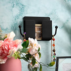 Jetec 6 Pcs Wall Mount Phone Holder Self-Adhesive Wall Beside Organizer Storage Box Plastic Charging Phone Stand Remote Brackets Holder for Bedroom(Black) - color: Black