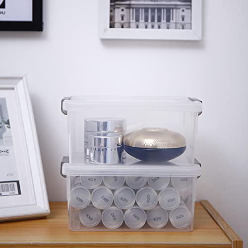 Citylife 1.3 QT 6 Pack Small Storage Bins Plastic Storage Container Stackable Box with Lids for Organizing, Clear White - color: Clear White, size: 1.3 QT(6 Pack)