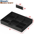 Simple Houseware Drawer Organizer Tray with 9 Adjustable Compartments, Black - color: Black, size: 1 Pack