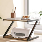 YATINEY Desktop Printer Stand, 2-Tier Printer Table with Storage Shelf, Under Desk Printer Stand for Office, Open Organizer Shelf, Easy Assembly, Rustic Brown PS02BR