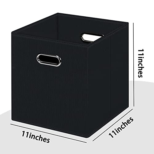 Black Foldable Storage Cubes Bins , Fabric Storage Box Cubes Organizer Baskets with Dual Handles for Home Organizer (Black) - color: Black, size: 1 Pack