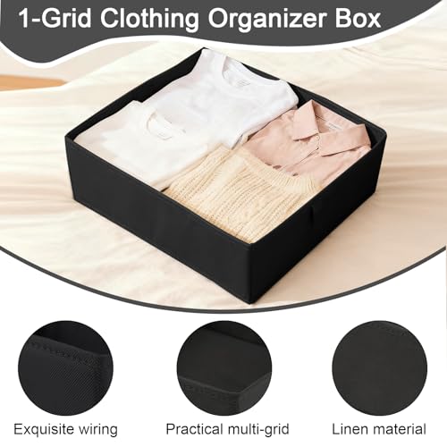 1 Pcs Drawer Organizer Storage Box for Underwear Socks Closet Divider for Wardrobe Dresser Vanity Space Saving Use(Black) - color: Beige-2, size: Large