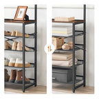 HOOBRO Hall Tree with Bench, Entryway Coat Rack with Shoe Rack, Shoe and Coat Rack, 5 Tier Shoe Storage Organizer with Oxford Fabric Side Pockets, Adjustable Mesh Shelves, Rustic Brown BF75MT01