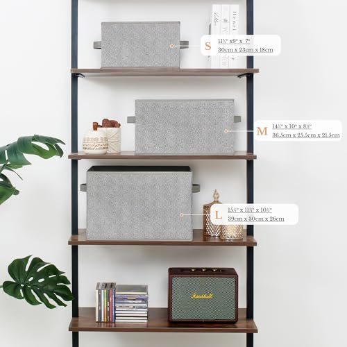 GRANNY SAYS Small Closet Storage Bins for Shelves, Storage Basket with Handles, Collapsible Storage Boxes, Decorative Organizers for Living Room Bookshelf, Gray, Small, 3-Pack - color: Ash Gray, size: Small