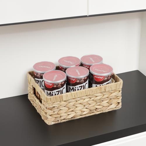 Wicker Baskets, Baskets for Organizing, Rattan Woven Basket for Storage, Organizer Bins with Built-in Handles, Storage Basket for Shelves (Water Hyacinth, Small) - color: Water Hyacinth