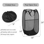 Larpur 3 Pack Pop Up Laundry Hampers, Collapsible Mesh Laundry Baskets, Portable Foldable Clothes Hampers for Dorm, Home, Bedroom, Bathroom, RV Cruise, Black - color: 3pcs-Black
